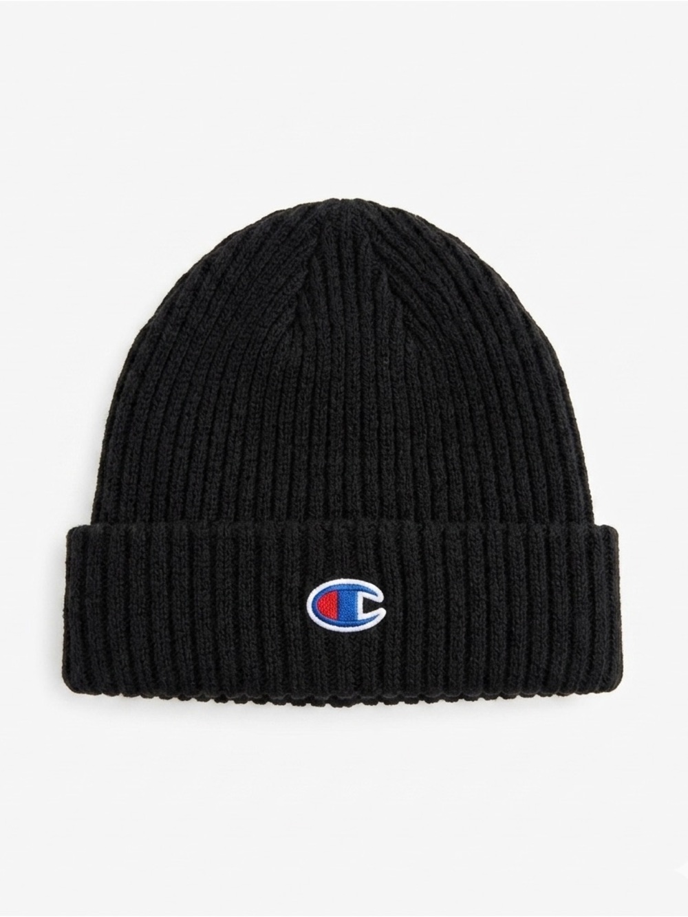 Champion Black Ribbed Cuff Beanie with Embroidered C Logo